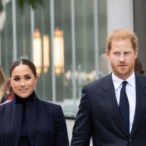 Le prince Harry, duc de Sussex, et Meghan Markle, duchesse de Sussex, à leur arrivée au Mémorial du 11 septembre et au One World Trade Center à New York. Le 23 septembre 2021