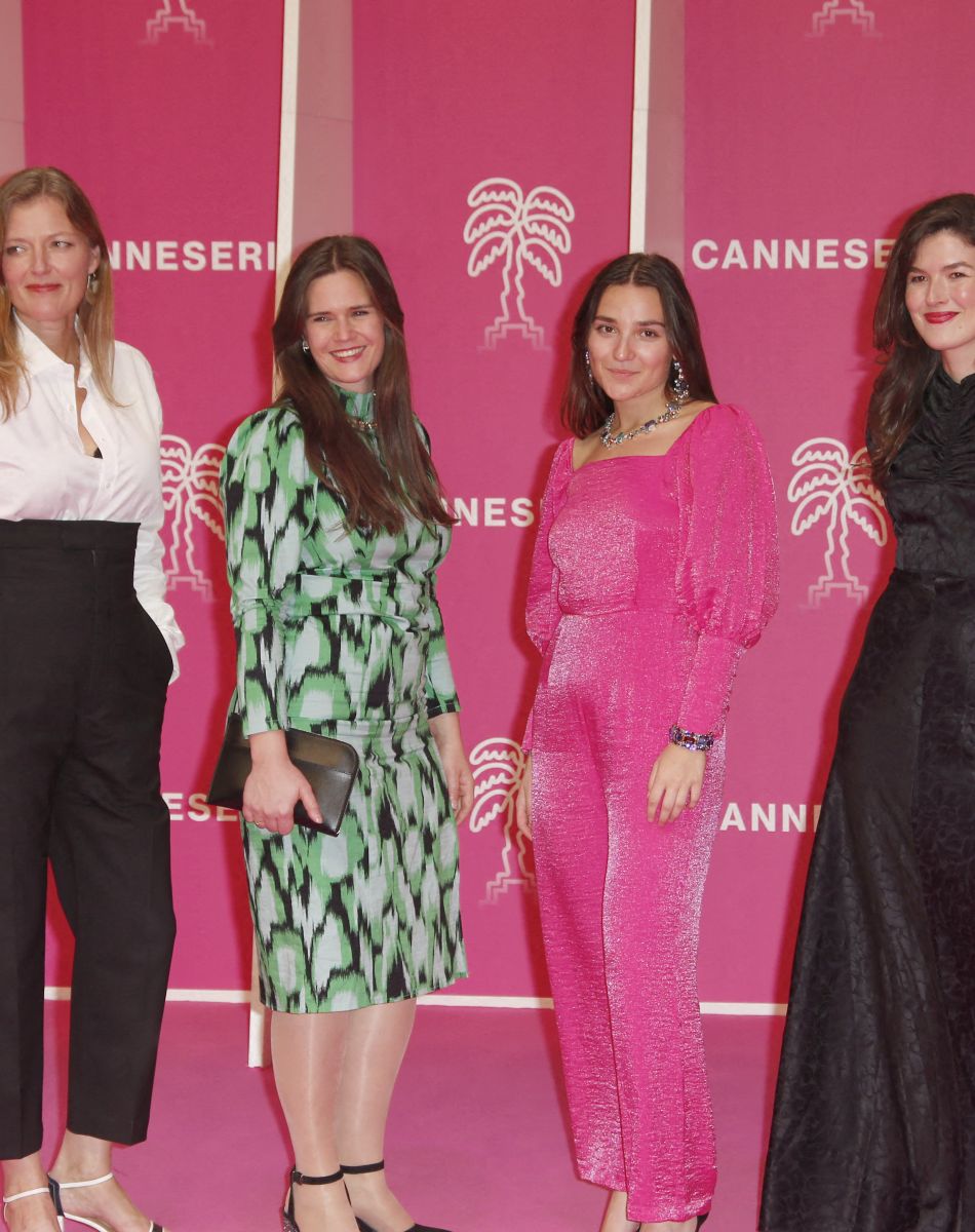 Synnove Horsdal (productrice), Liv Mari Ulla Mortensen, Lotte Sandbu, guest de la série "About Saturday" - 5ème soirée du 4ème Canneseries au Palais des Festivals à Cannes, le 12 octobre 2021. © Christophe Aubert via Bestimage