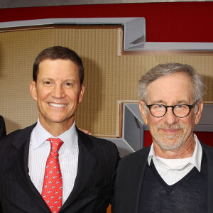 Michael Bay, Brian Goldner, Steven Spielberg, Adam Goodman à la première de Transformers : L'Ere de l'Extinction au théâtre Ziegfeld Theater à New York City, le 25 juin 2014. Photo de Dave Allocca/Startraks/ABACAPRESS.COM