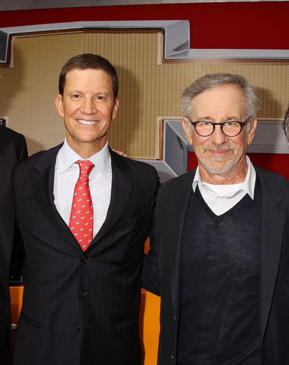 Michael Bay, Brian Goldner, Steven Spielberg, Adam Goodman à la première de Transformers : L'Ere de l'Extinction au théâtre Ziegfeld Theater à New York City, le 25 juin 2014. Photo de Dave Allocca/Startraks/ABACAPRESS.COM