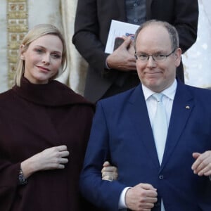 Exclusif - Ordination du nouvel archevêque de la Prinpauté de Monaco, Dominique Marie David, en présence du prince Souverain Albert II de Monaco et sa femme la princesse Charlene à Monaco. © Claudia Albuquerque/ Bestimage 