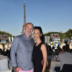 Exclusif - Frank Leboeuf et sa femme Chrislaure Nollet - People lors du Longines Paris Eiffel Jumping au Champ de Mars à Paris, le 6 juillet 2018. © Veeren/Borde/Bestimage