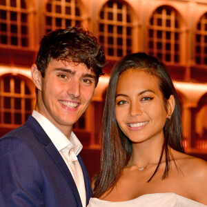 Exclusif - Vaimalama Chaves (Miss France 2019), et son compagnon, Nicolas Fleury - Le Grand Dîner s'est installé à Monaco pendant le 78ème Grand Prix de Formule 1 au Castel Roc, l'établissement situé en face du palais princier, le 22 mai 2021. © Bruno Bebert/Bestimage 
