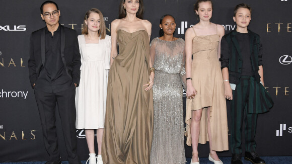 Angelina Jolie avec ses enfants pour "Les Eternels", sa fille Zahara ressort une robe des Oscars