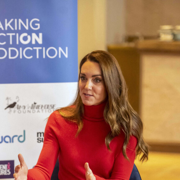 Catherine (Kate) Middleton, duchesse de Cambridge, marraine du Forward Trust, lors d'un événement organisé par le trust pour lancer la campagne "Agir contre la toxicomanie" de l'organisme de bienfaisance à Londres, Royaume Uni, le 19 octobre 2021. 