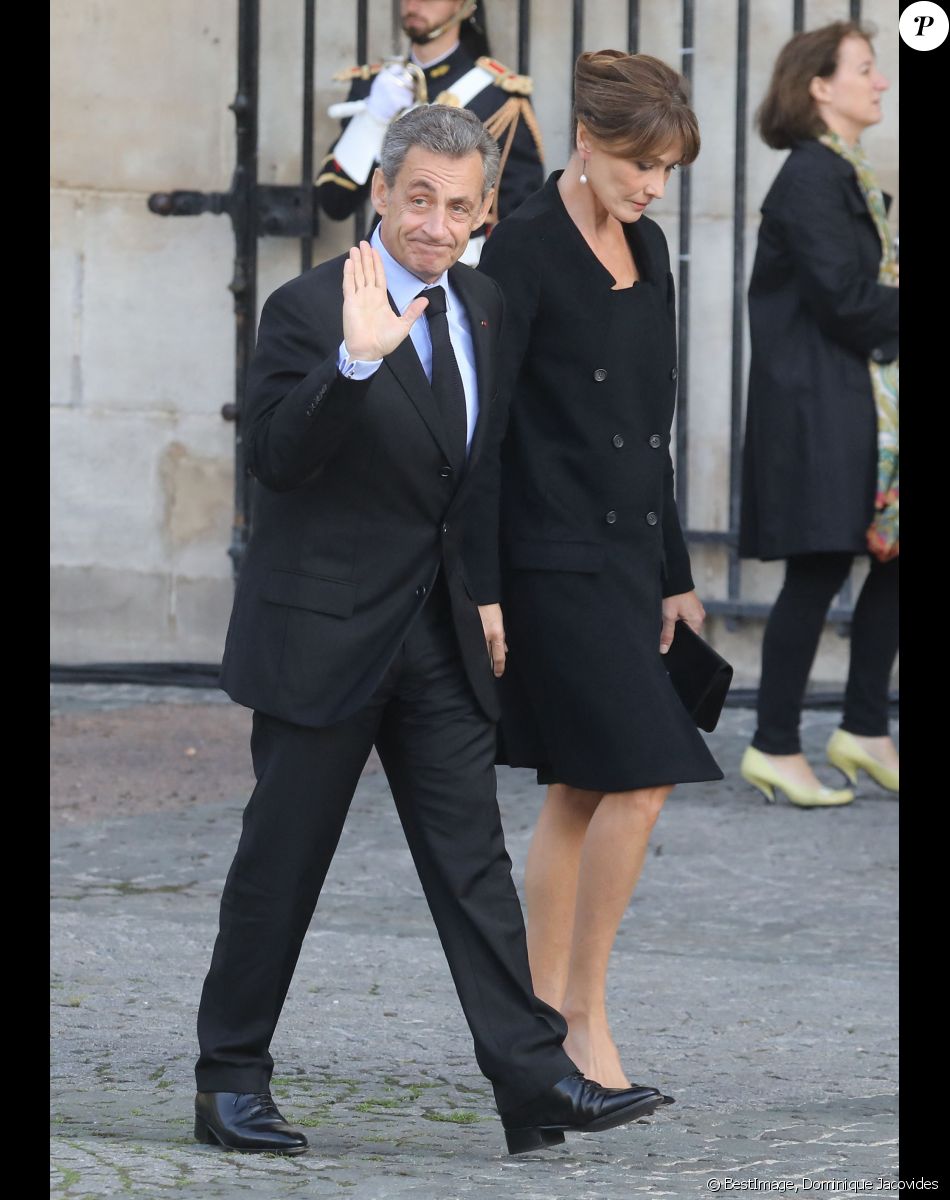 Nicolas Sarkozy et sa femme Carla Bruni - Arrivées en l'église Saint-Sulpice pour les obsèques de l'ancien président de la République Jacques Chirac à Paris. Un service solennel sera présidé par le président de la République. Le 30 septembre 2019 © Dominique Jacovides / Bestimage