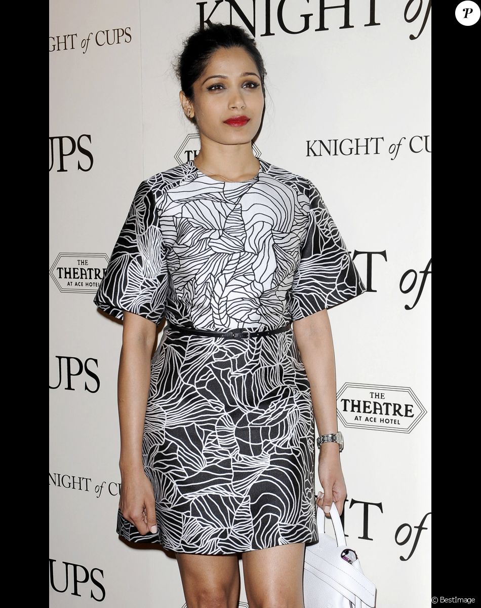 Freida Pinto lors de la première de "Knight Of Cups" au Ace Hotel Theatre à Los Angeles, le 1er mars 2016. © CPA/Bestimage