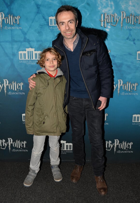 Matthieu Gonet et son fils Alexandre - Vernissage de l'exposition "Harry Potter" à la Cité du Cinéma à Saint-Denis, le 2 avril 2015.