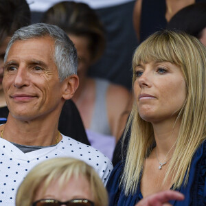 Nagui Fam et Mélanie Page dans les tribunes lors du quart de finale de la Coupe du Monde Féminine de football opposant les Etats-Unis à la France au Parc des Princes à Paris, France, le 28 juin 2019. © Pierre Perusseau/Bestimage 