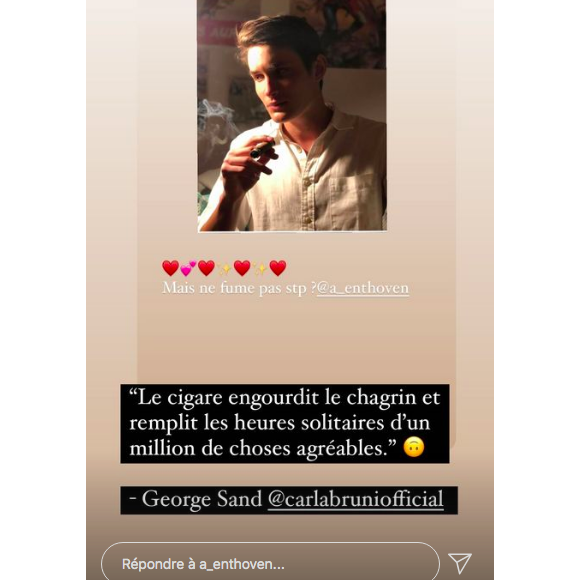 Aurélien Enthoven se prend pour Jacques Dutronc sur Instagram, sa mère Carla Bruni réagit, le 4 novembre 2021.