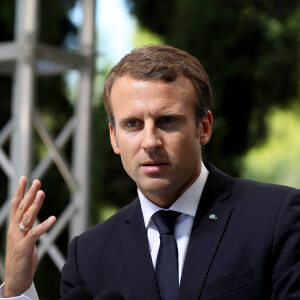 Emmanuel Macron - Allocution du président de la République française lors d'une réception offerte par la France en l'honneur de la communauté française, suivie d un déjeuner avec des personnalités culturelles, à l'Ecole Française d'Athènes. Le 8 septembre 2017