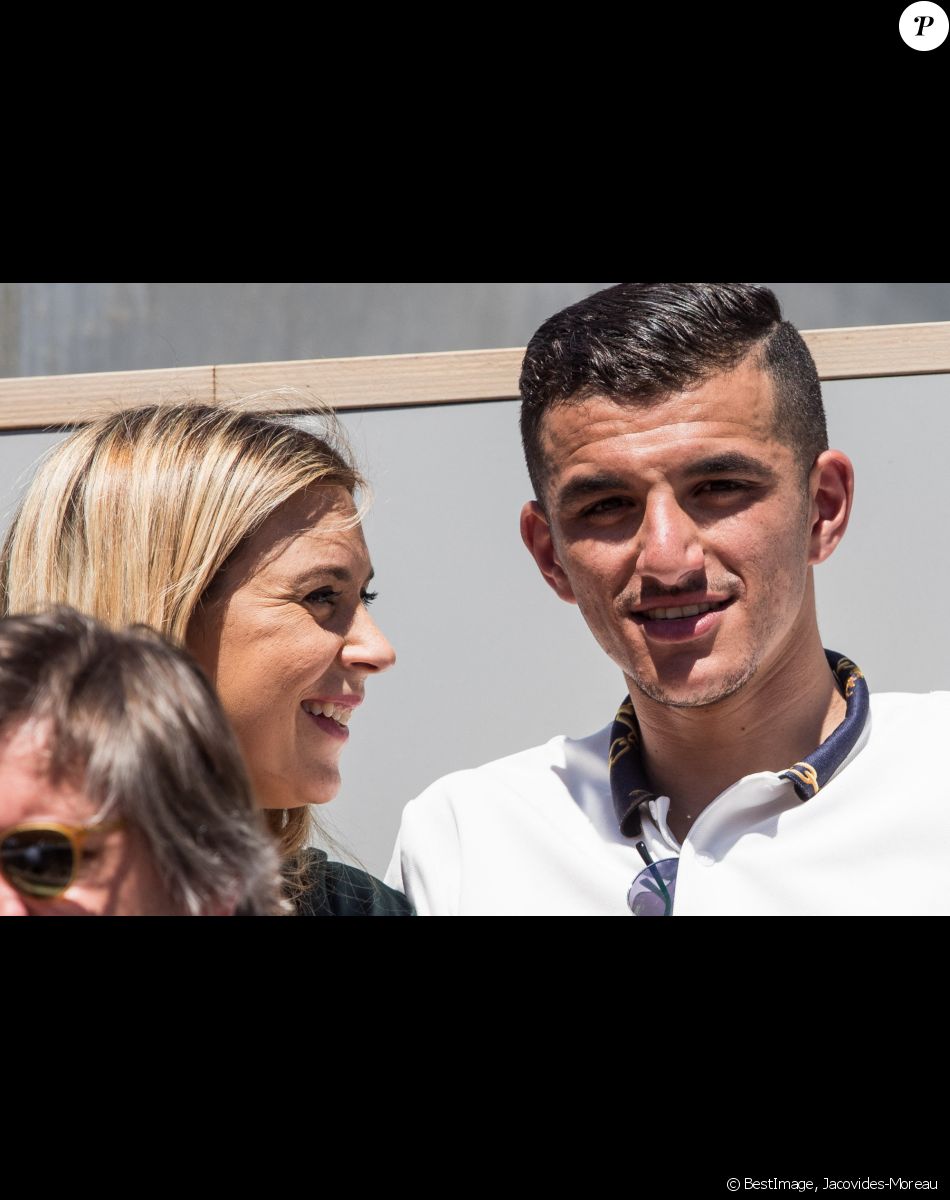 Marion Bartoli et son nouveau compagnon le joueur de football belge Yahya Boumediene dans les tribunes lors des internationaux de tennis de Roland Garros à Paris, France, le 2 juin 2019. © Jacovides-Moreau/Bestimage