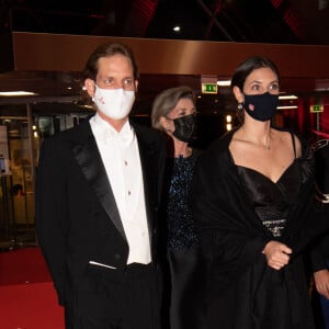 Andrea Casiraghi et son épouse Tatiana Santo Domingo (en robe Prada) - La famille princière de Monaco arrive à la soirée de Gala Plácido Domingo – Nuit espagnole au Grimaldi Forum dans la salle des Princes lors de la fête nationale de Monaco, le 19 novembre 2021.