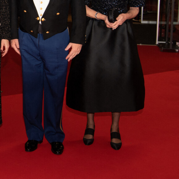 Gareth Wittstock, Andrea Casiraghi, Tatiana Santo Domingo, la princesse Caroline de Hanovre, le prince Albert de Monaco et Charlotte Casiraghi - La famille princière de Monaco arrive à la soirée de Gala Plácido Domingo – Nuit espagnole au Grimaldi Forum dans la salle des Princes lors de la fête nationale de Monaco, le 19 novembre 2021.