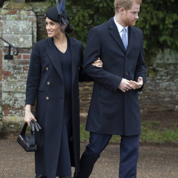 Le prince Harry, duc de Sussex, Meghan Markle, duchesse de Sussex - La famille royale assiste à la messe de Noël à Sandringham le 25 décembre 2018.