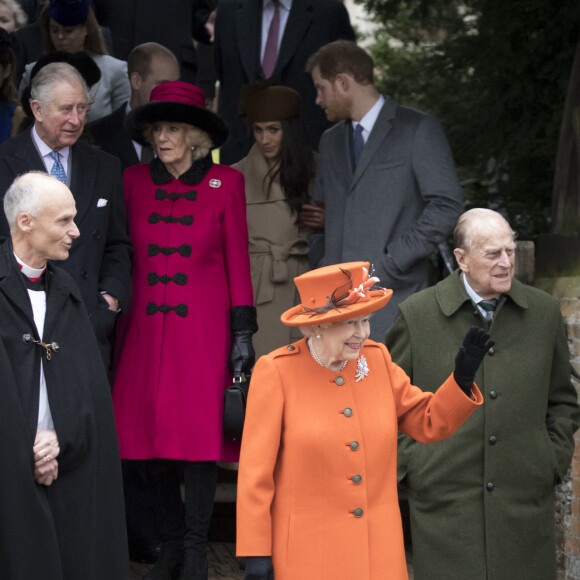 Meghan Markle lors de son tout premier Noël avec la famille royale à Sandringham, un mois après l'annonce de ses fiançailles avec le prince Harry. 