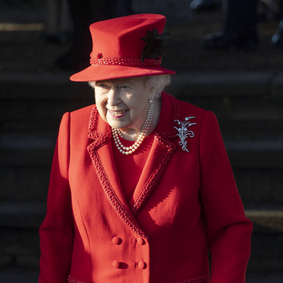 La reine Elizabeth, lors de la messe de Noël en l'église Sainte-Marie-Madeleine à Sandringham au Royaume-Uni, le 25 décembre 2019.