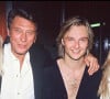 Sylvie Vartan, Johnny Hallyday et leur fils David Hallyday, avec son épouse Estelle Lefébure - Première de la tournée de David Hallyday en 1991. 