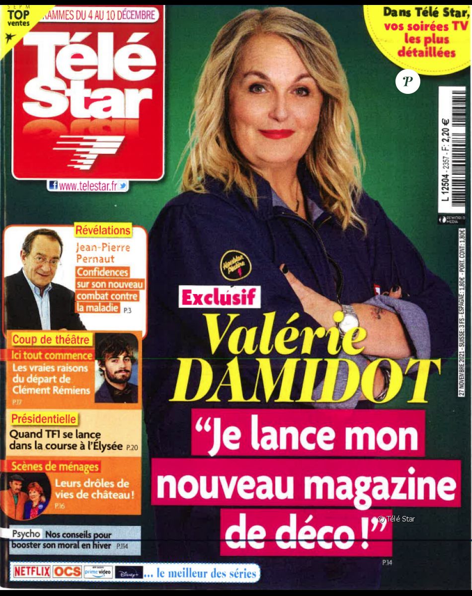 Valérie Damidot en couverture de "Télé Star", le 29 novembre 2021.