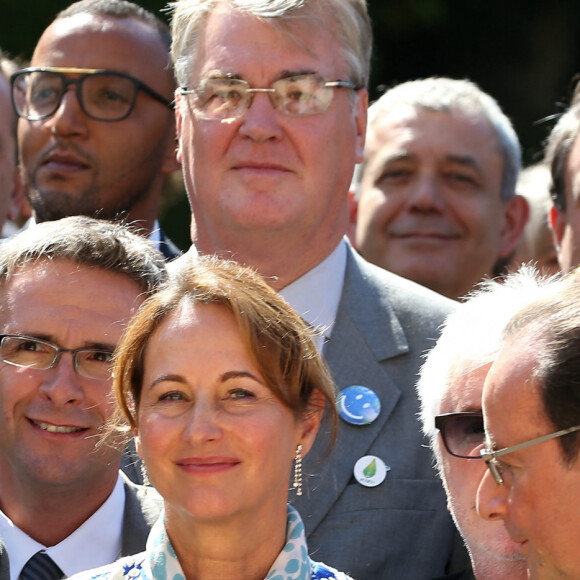 Nicolas Hulot, Ségolène Royal, Marc Cerrone, François Hollande et Manuel Valls - Lancement de la conférence des Nations-Unis sur les changements climatiques, COP 21 , au Palais de l'Elysée à Paris le 10 septembre 2015