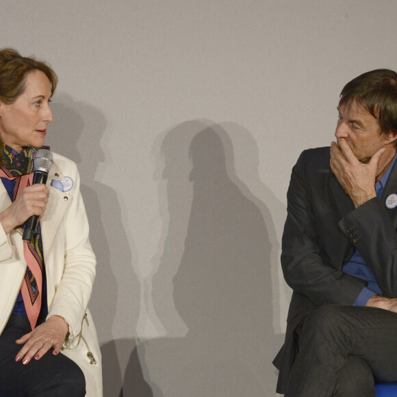 Ségolène Royal et Nicolas Hulot - Soirée de lancement de la campagne "My Positive Impact" de la Fondation Nicolas Hulot à l'Espace Vivendi à Paris, le 11 mars 2015.