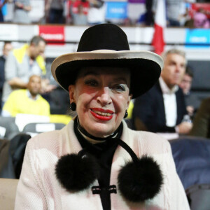 Geneviève de Fontenay - People au meeting de Emmanuel Macron (candidat de ''En marche !'' pour l'élection présidentielle 2017) au Palais des Sports de Lyon le 4 février 2017. © Dominique Jacovides - Sébastien Valiela / Bestimage