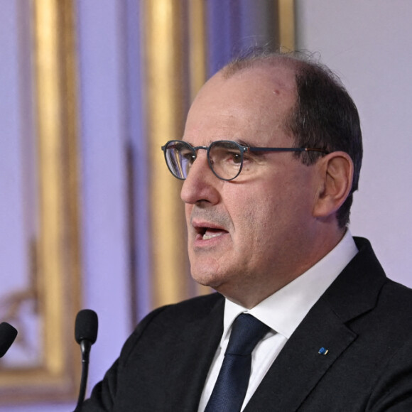 Le premier ministre Jean Castex lors d'une conférence de presse sur les nouvelles mesures de lutte contre la cinquième vague de l'épidémie de Covid-19 en France le 6 décembre 2021