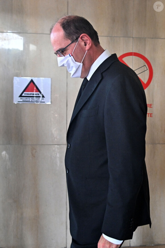 Jean Castex, le premier ministre, à Nice le 3 octobre 2020, pour un point presse suite au passage de la tempête Alex sur les Alpes-Maritimes.