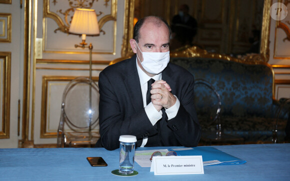 Le Premier ministre français Jean Castex reçoit le président de la Polynésie française Edouard Fritch à l'hôtel Matignon à Paris, France, le 3 octobre 2020.
