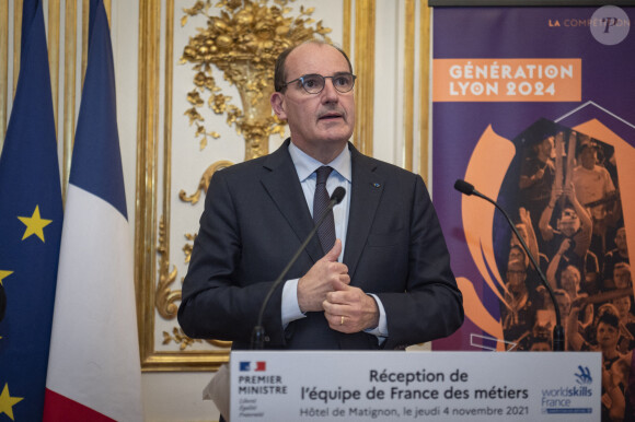 Jean Castex, premier ministre lors de la réception de l'équipe de France des métiers à Matignon le 4 novembre 2021.
