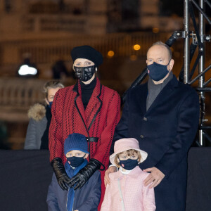 Le prince Albert II de Monaco, sa femme la princesse Charlene et leurs enfants le prince héréditaire Jacques et la princesse Gabriella durant la célébration de la Sainte Dévote, Sainte patronne de Monaco, à Monaco le 26 janvier 2021. © Olivier Huitel / Pool Monaco /Bestimage