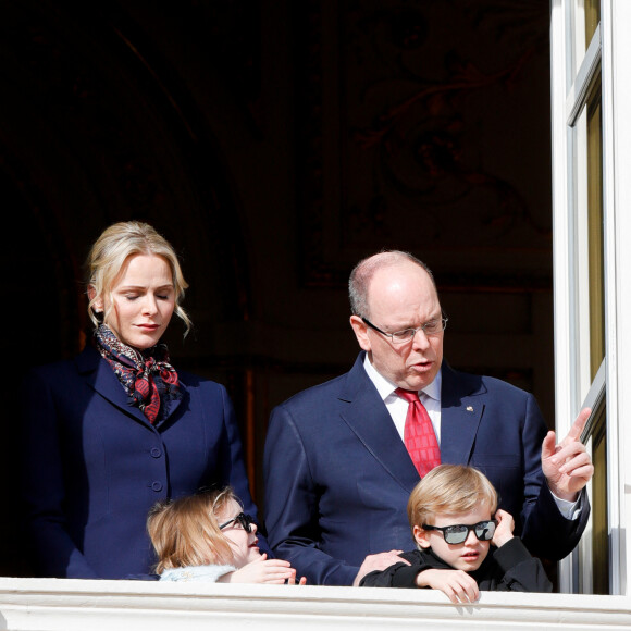 La princesse Charlène de Monaco, le prince Albert II de Monaco, la princesse Gabriella, le prince Jacques lors de la procession de Sainte Dévote à Monaco le 27 janvier 2020. © Claudia Albuquerque / Bestimage