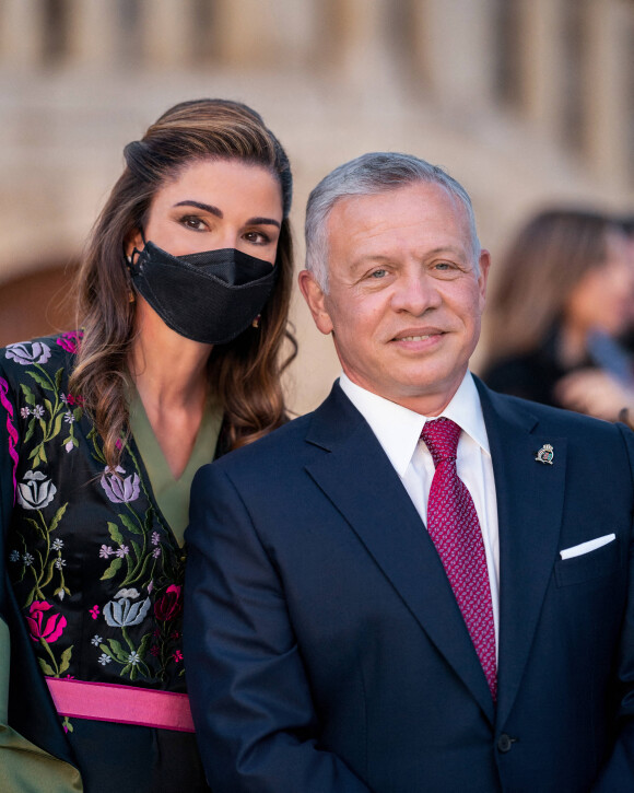La reine Rania et le roi Abdallah II de Jordanie - 75e anniversaire de l'indépendance du royaume hachémite et du centenaire de sa création à Amman. Le 25 mai 2021