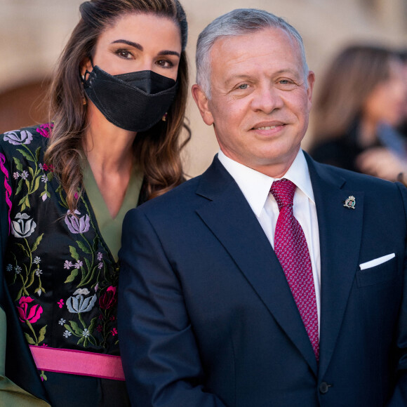 La reine Rania et le roi Abdallah II de Jordanie - 75e anniversaire de l'indépendance du royaume hachémite et du centenaire de sa création à Amman. Le 25 mai 2021