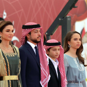 La reine Rania de Jordanie, le prince Hussein bin Abdallah, le prince Hashem bin Abdullah et la princesse Salma - Cérémonie du 73 ème anniversaire de l'indépendance de la Jordanie à Amman le 25 Mai 2019. © Imago / Panoramic / Bestimage