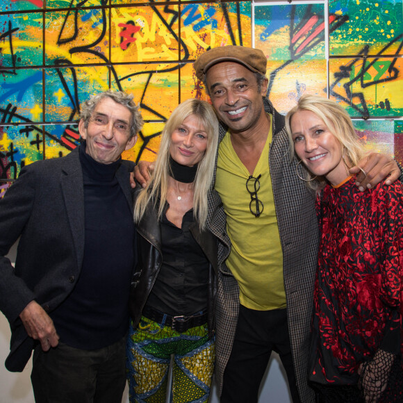 Exclusif - Michel Klein, Isabelle Camus, Yannick Noah, Liliane Jossua (Fondatrice du magasin Montaigne Market) - Vernissage de l'exposition de l'artiste l'artiste Kongo (Cyril Phan) au Montaigne Market à Paris le 17 octobre 2019. © Jerémy Melloul/ Bestimage