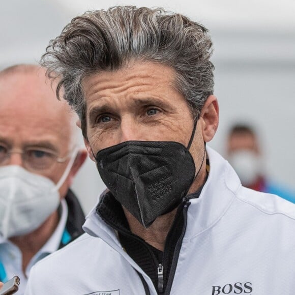 Patrick Dempsey dans les stands lors du Formule E à Rome, Italie, le 10 avril 2021. 