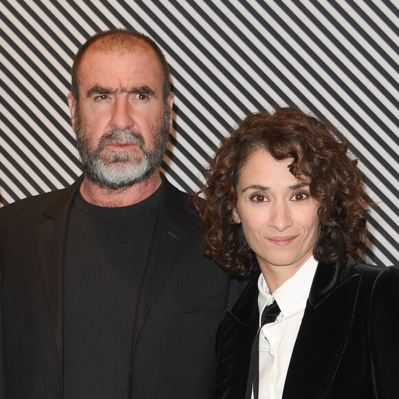 Eric Cantona avec sa femme Rachida Brakni - Dîner de gala annuel de la société des amis du Centre Pompidou "Black & White" au centre national d'art et de culture Georges-Pompidou à Paris, France, le 10 avril 2018. © Coadic Guirec/Bestimage