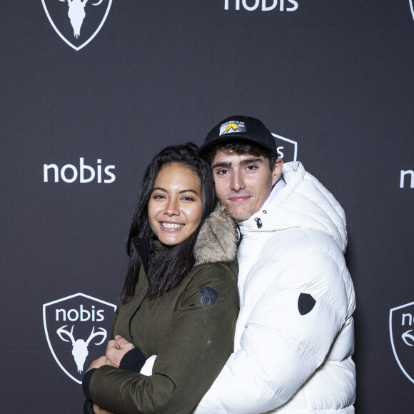 Exclusif - Vaimalama Chaves (Miss France 2019) et son compagnon Nicolas Fleury - Nobis fête ses 15 ans en inaugurant sa nouvelle boutique dans le 2ème arrondissement de Paris, France, le 25 novembre 2021. © Pierre Perusseau /Bestimage