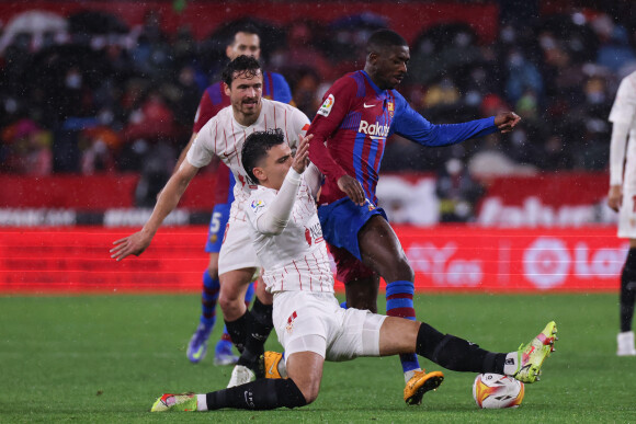 Ousmane Dembélé lors du match FC Séville - FC Barcelone. Séville, le 21 décembre 2021.