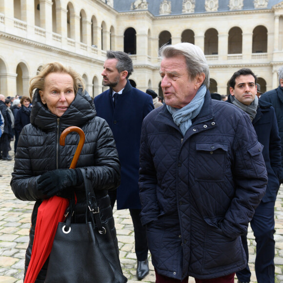 Christine Ockrent et Bernard Kouchner - Cérémonie d'hommage national à Jean Daniel aux Invalides à Paris, le 28 février 2020. © Jacques Witt / Pool / Bestimage