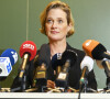 Delphine de Saxe-Cobourg-Gotha, reconnue officiellement comme la fille légitime du roi Albert II de Belgique après sept ans de procédure, donne une conférence de presse à Bruxelles. Le 5 octobre 2020.
