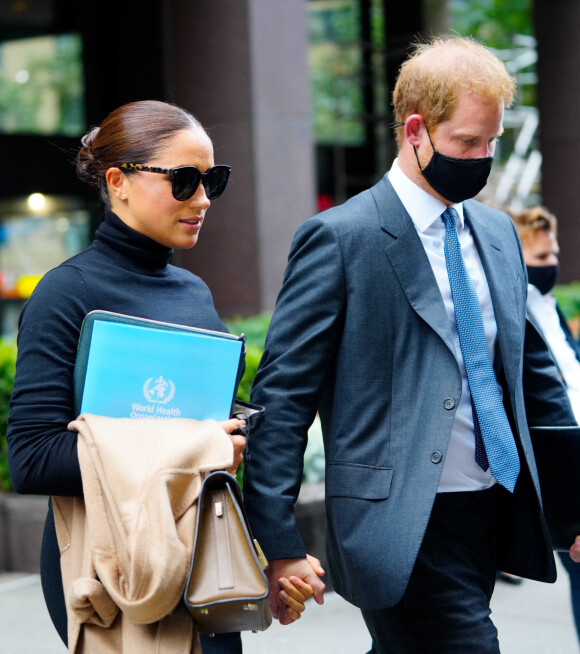 Le prince Harry, duc de Sussex, et sa femme Meghan Markle ont été aperçus dans les rues de New York, le 23 septembre 2021.