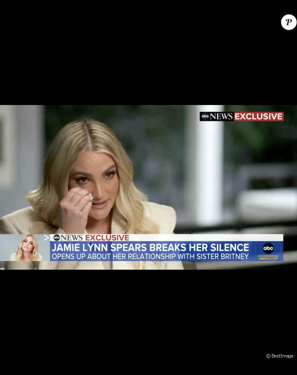 Jamie Lynn Spears, les larmes aux yeux, évoque ses rapports avec sa soeur Britney dans une interview pour la chaîne américaine ABC News. Los Angeles. Le 11 janvier 2022.