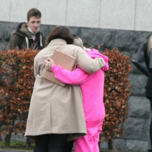 Sinead O'Connor aux obsèques de son fils, qui s'est suicidé à 17 ans. Les photos ont été prises sur un parking public à côté du crématorium. Environ 50 membres de la famille et amis ont assisté à la cérémonie. Dublin, Irlande le 15 janvier 2022 