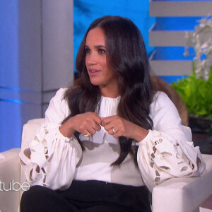 Meghan Markle sur le plateau de l'émission "The Ellen Show" à Los Angeles, le 17 novembre 2021.