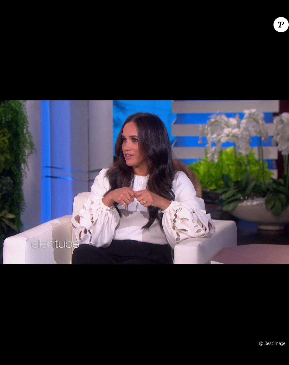 Meghan Markle sur le plateau de l'émission "The Ellen Show" à Los Angeles, le 17 novembre 2021.