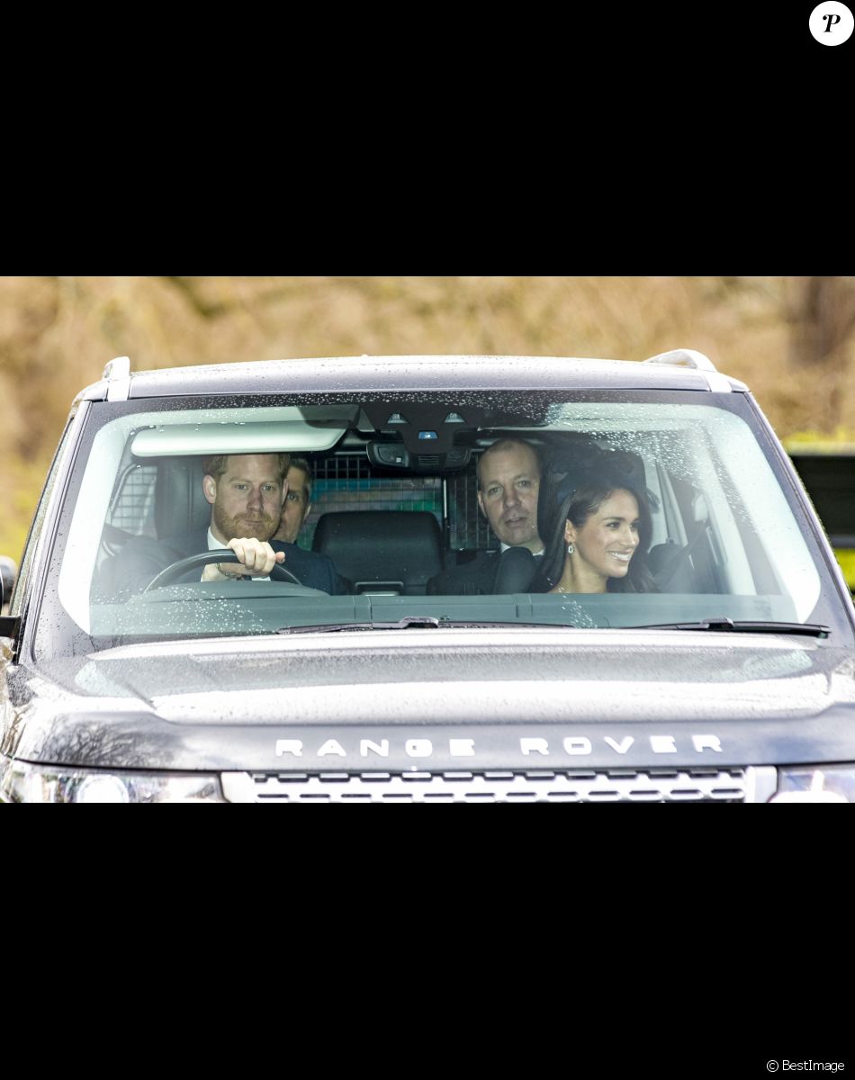 Le prince Harry, duc de Sussex, et Meghan Markle, duchesse de Sussex, arrivent à l'Eglise "All Saints Church" à Windsor pour assister à la messe dominicale aux côtés de la reine Elisabeth II d'Angleterre, le 8 mars 2020. Avant de quitter officiellement la famille royale le 31 mars 2020, le couple princier doit notamment assister au discours de la reine, prononcé le 9 mars 2020 à l'occasion de la Journée du Commonwealth.