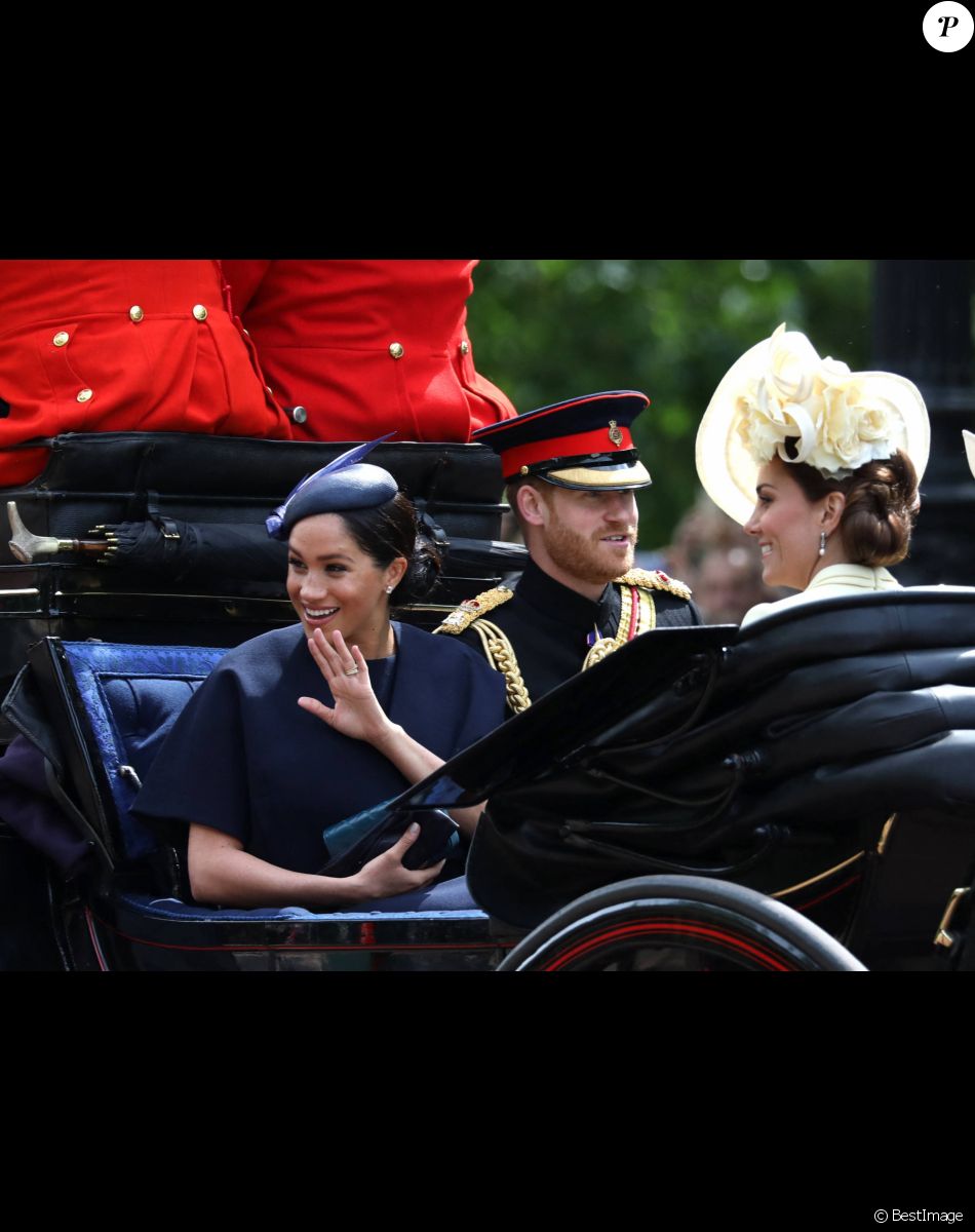 Le prince Harry, duc de Sussex, et Meghan Markle, duchesse de Sussex - La parade Trooping the Colour 2019, célébrant le 93ème anniversaire de la reine Elisabeth II, au palais de Buckingham, Londres, le 8 juin 2019.