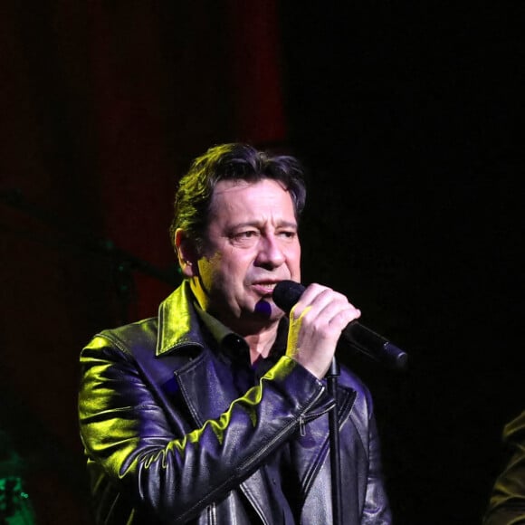 Exclusif - Laurent Gerra, imitant ici Johnny Hallyday, joue son spectacle "Sans Modération", Salle Pleyel à Paris le 09 janvier 2022 © Bertrand Rindoff Petroff / Bestimage 